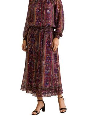 Vintage Leslie Fay Women’s 12 Resort Skirt Set Paisley Cruise Vacation Glam